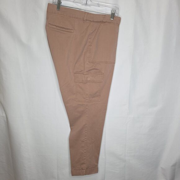 Liz Claiborne Womens Cargo Utility  Ankle Pants 18W Pink Pockets Cotton Spandex - Picture 8 of 12